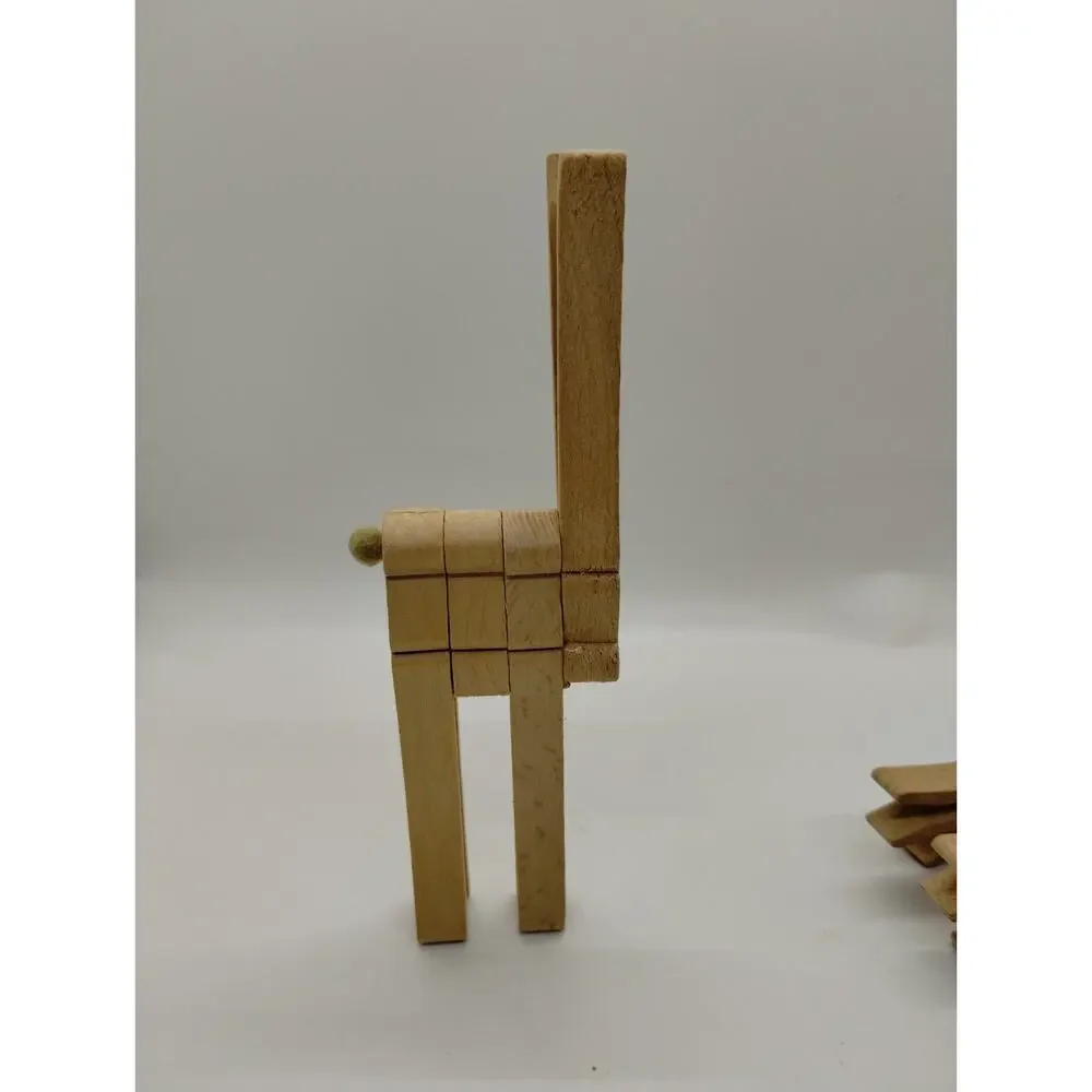 Vintage Unfinished Reindeer Wood Clothes Pin Set of 5 - 6.25” Tall Rudolph